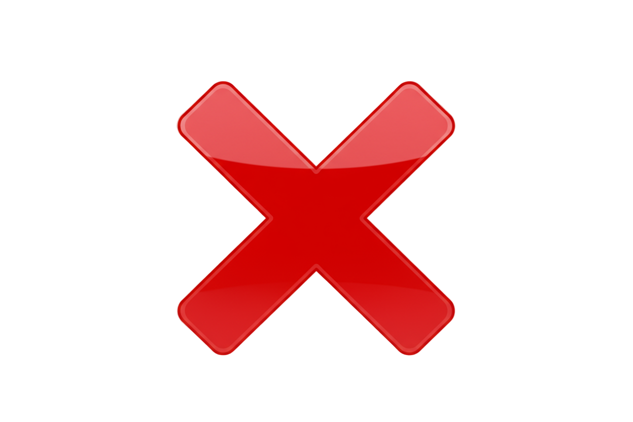 red x in the form of a cross, transparent background